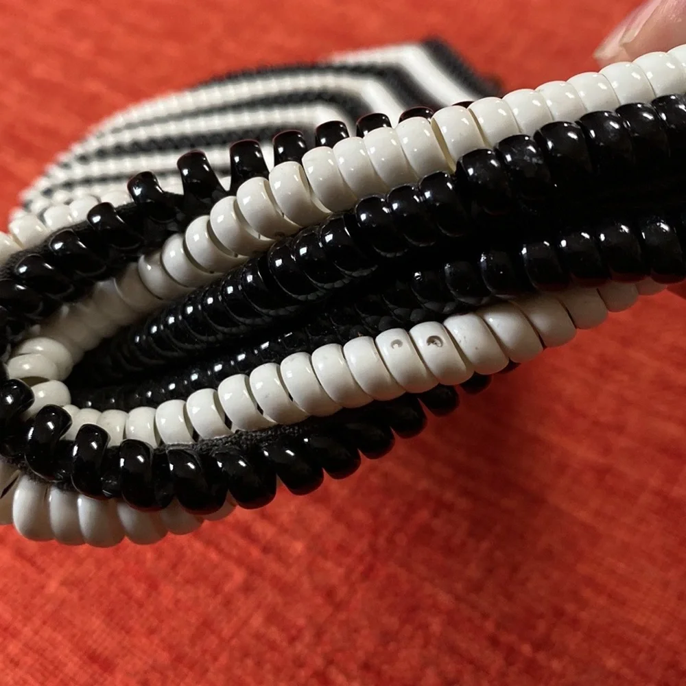 VTG 40’s Black White Stripes Telephone Cord Wire Clutch Bag Purse